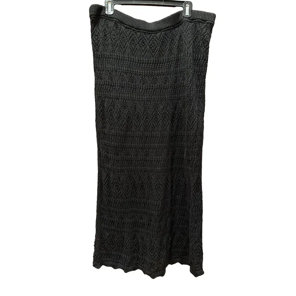 NWOT Gap Crochet pull-on Midi Skirt Black Womens XL 100Cotton plus 16-18